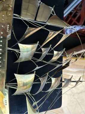Vintage hand crafted brass sailing ship